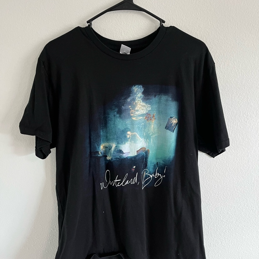 Black Short Sleeve Tee with Artistic Design